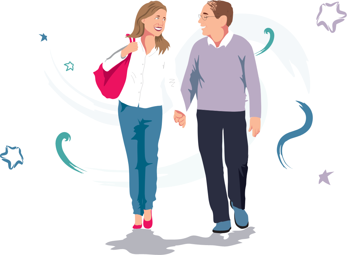 couple holding hands walking