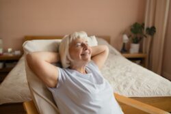 Senior woman relaxing in her recliner